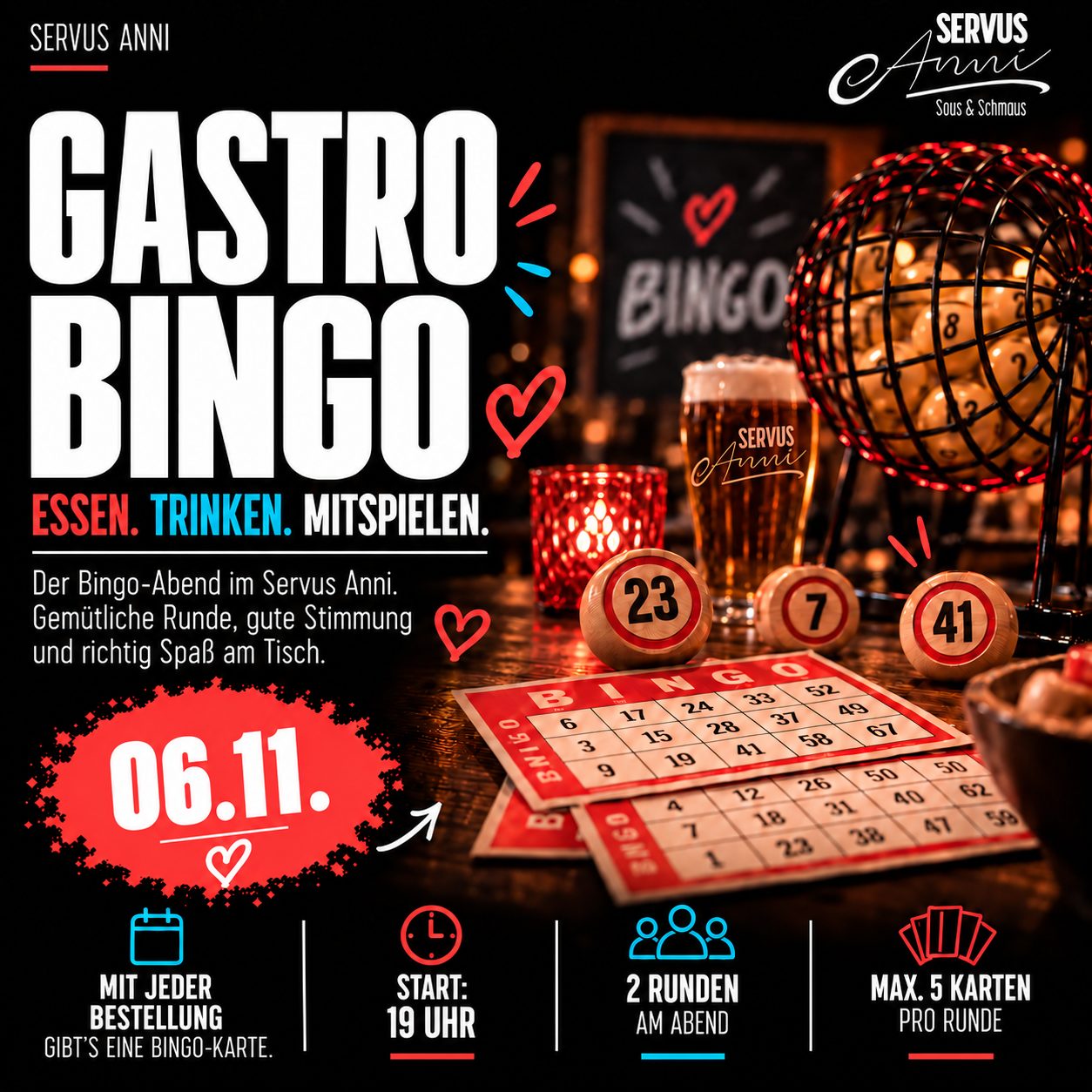 Gastro-Bingo im Servus Anni